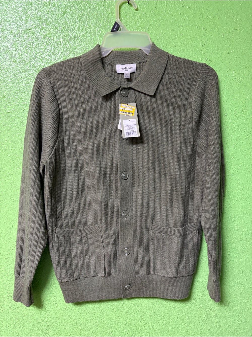Goodfellow & Co Olive Ribbed Button-Front Cardigan